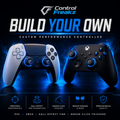 Custom PS5 and Xbox controller UK by Control Freakz featuring Hall Effect TMR thumbsticks, mouse click triggers, rear paddles and competitive gaming upgrades.