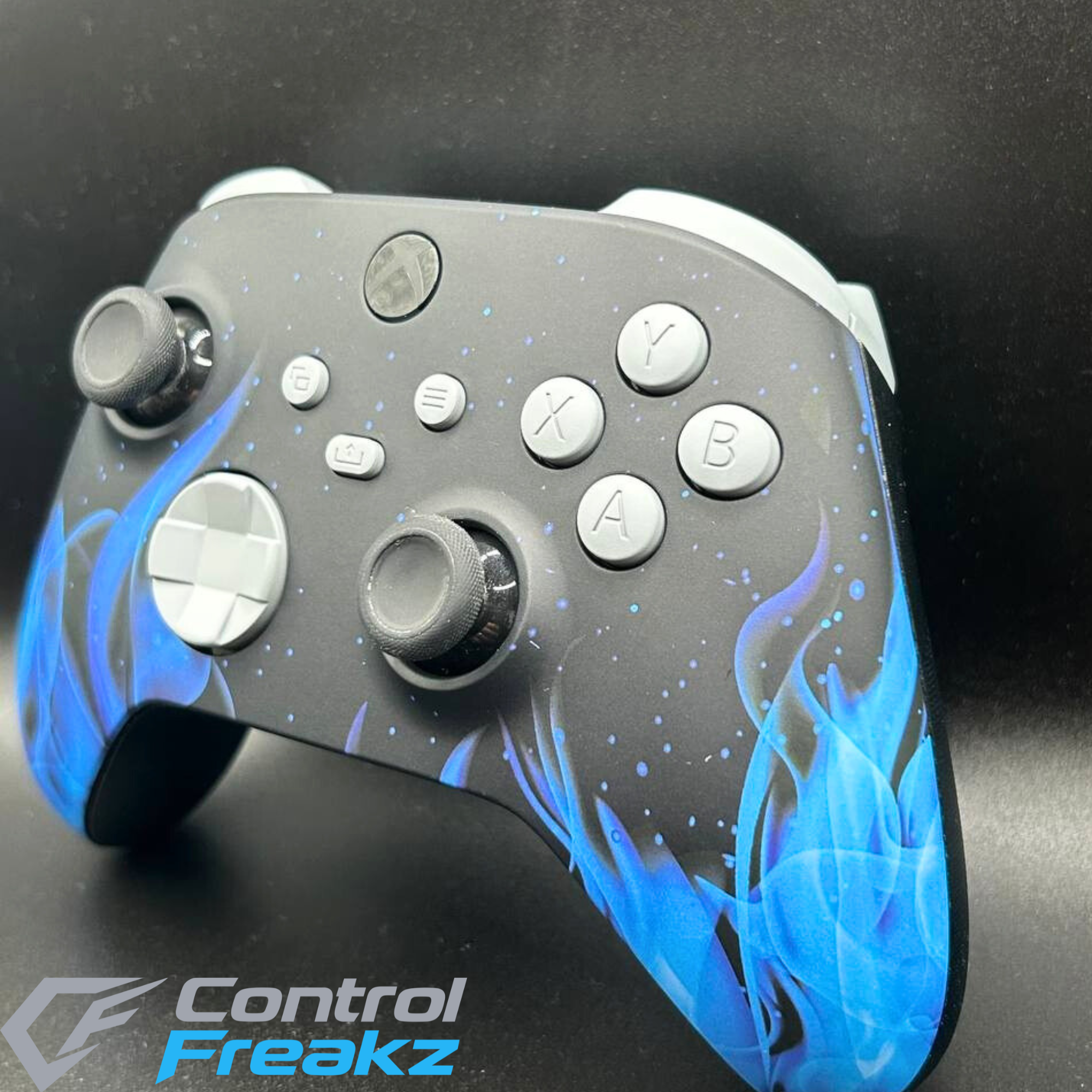 Custom PS5 and Xbox controller UK by Control Freakz featuring Hall Effect TMR thumbsticks, mouse click triggers, rear paddles and competitive gaming upgrades.