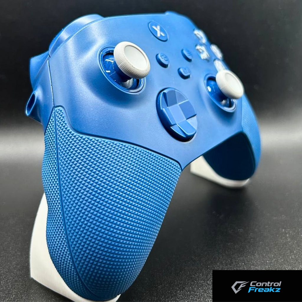 Custom xbox performance controller UK by Control Freakz featuring Hall Effect TMR thumbsticks, mouse click triggers, rear paddles and competitive gaming upgrades.